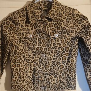 Girls Leopard Jean Jacket